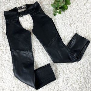 Leather Chaps Unbranded USA Made Snap Zip Adult Size Small **see measurements